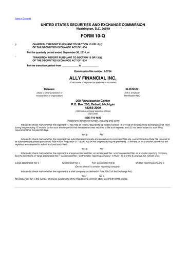 Thumbnail Ally Financial 10-Q Quarterly Report FY2014 