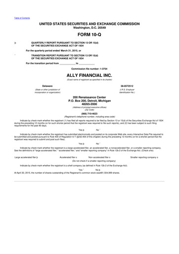 Thumbnail Ally Financial 10-Q Quarterly Report FY2015 