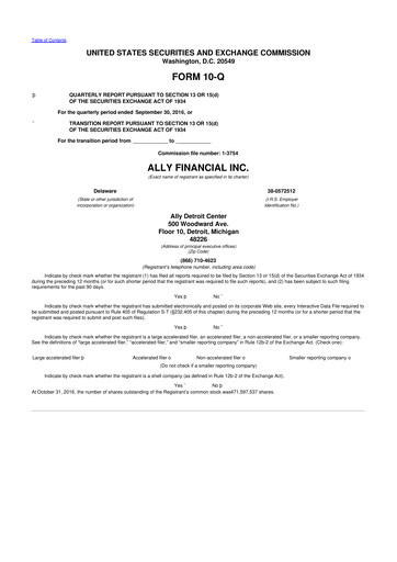 Thumbnail Ally Financial 10-Q Quarterly Report FY2016 