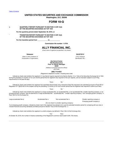 Thumbnail Ally Financial 10-Q Quarterly Report FY2018 