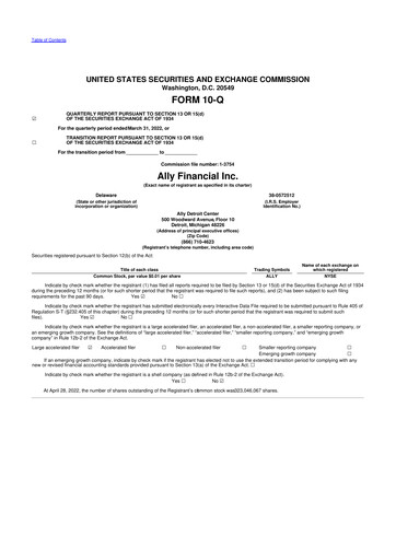 Thumbnail Ally Financial 10-Q Quarterly Report FY2022 