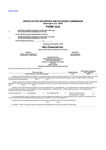 Thumbnail Ally Financial 10-Q Quarterly Report FY2024 