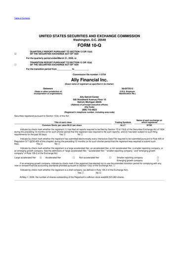 Thumbnail Ally Financial 10-Q Quarterly Report FY 