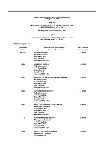Thumbnail FirstEnergy 10-Q Quarterly Report FY 