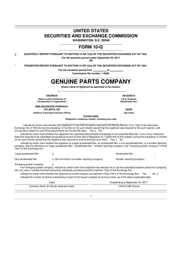 Thumbnail Genuine Parts Company
 10-Q Quarterly Report FY2017 