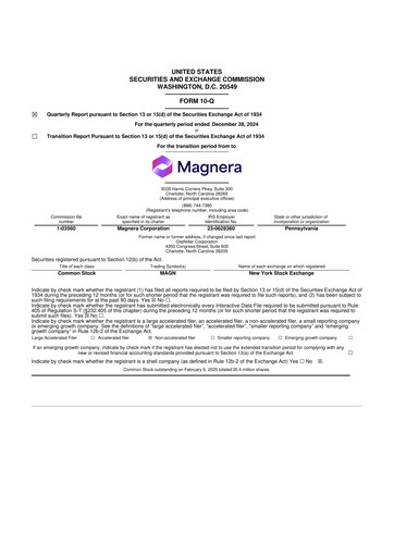 Miniature Magnera 10-Q Rapport trimestriel 2025 