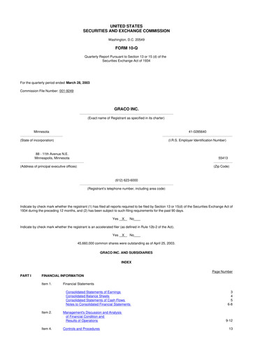 Thumbnail Graco 10-Q Quarterly Report FY 