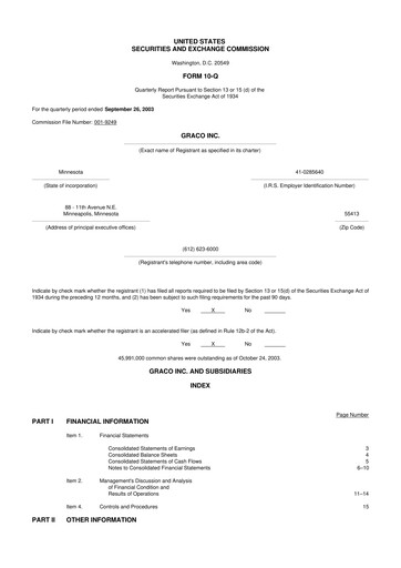 Thumbnail Graco 10-Q Quarterly Report FY 