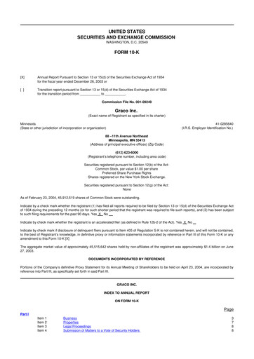Thumbnail Graco 10-K Annual Report 