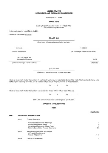 Thumbnail Graco 10-Q Quarterly Report FY 