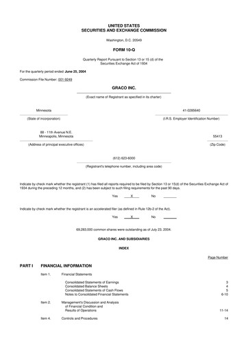 Thumbnail Graco 10-Q Quarterly Report FY 