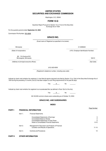 Thumbnail Graco 10-Q Quarterly Report FY 