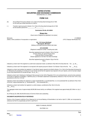 Thumbnail Graco 10-K Annual Report 