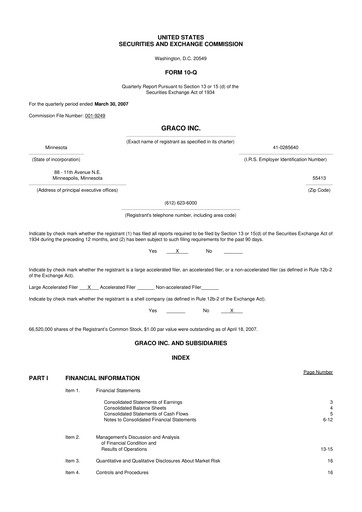 Thumbnail Graco 10-Q Quarterly Report FY 