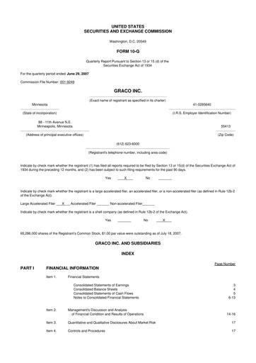 Thumbnail Graco 10-Q Quarterly Report FY 