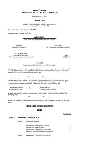 Thumbnail Graco 10-Q Quarterly Report FY 