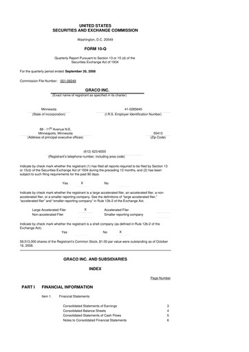 Thumbnail Graco 10-Q Quarterly Report FY 