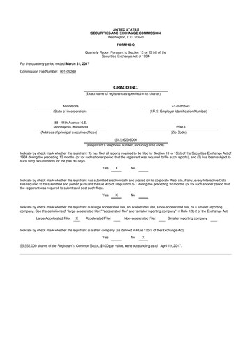 Thumbnail Graco 10-Q Quarterly Report FY2017 
