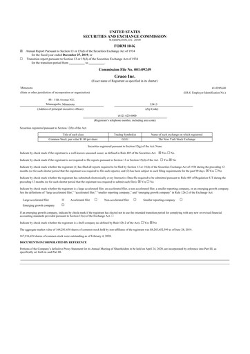 Thumbnail Graco 10-K Annual Report 2019