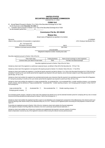 Thumbnail Graco 10-K Annual Report 2022