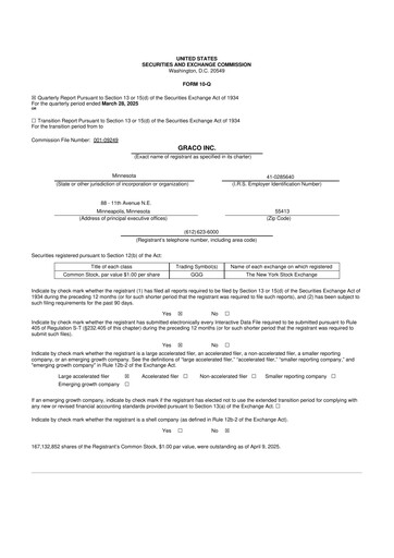 Thumbnail Graco 10-Q Quarterly Report FY2025 