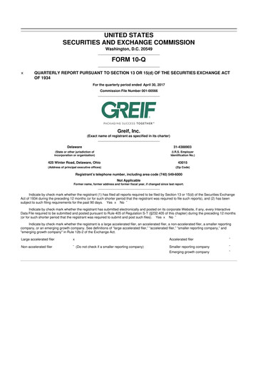 Thumbnail Greif 10-Q Quarterly Report FY2017 