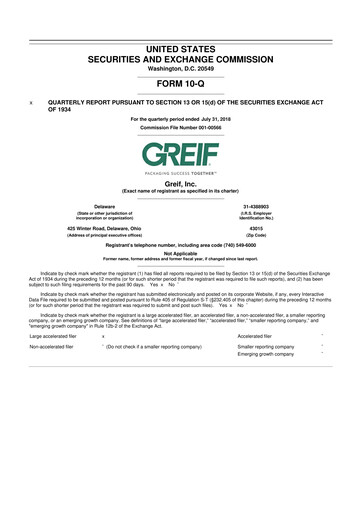Thumbnail Greif 10-Q Quarterly Report FY2018 