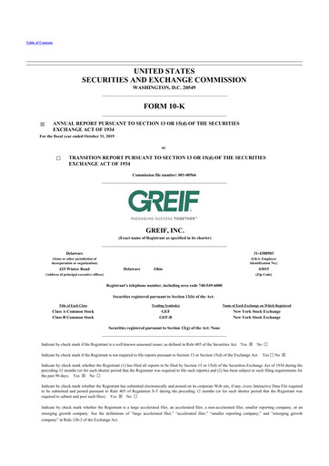 Thumbnail Greif 10-K Annual Report 2019