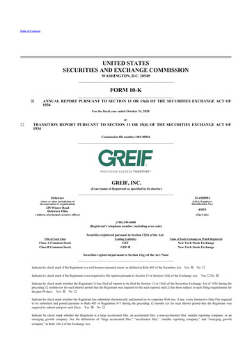 Thumbnail Greif 10-K Annual Report 2020