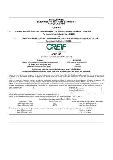 Thumbnail Greif 10-Q Quarterly Report FY2025 