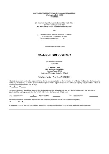 Vorschaubild Halliburton 10-Q Quartalsbericht  