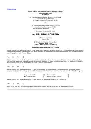 Vorschaubild Halliburton 10-Q Quartalsbericht 2012 