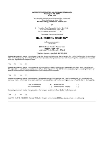 Vorschaubild Halliburton 10-Q Quartalsbericht 2013 