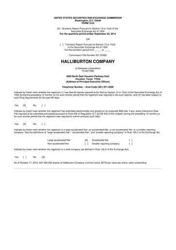 Vorschaubild Halliburton 10-Q Quartalsbericht 2014 