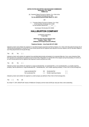 Vorschaubild Halliburton 10-Q Quartalsbericht 2015 
