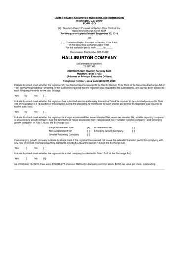 Vorschaubild Halliburton 10-Q Quartalsbericht 2018 