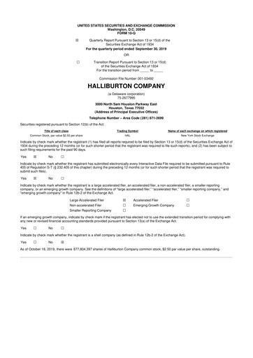 Vorschaubild Halliburton 10-Q Quartalsbericht 2019 