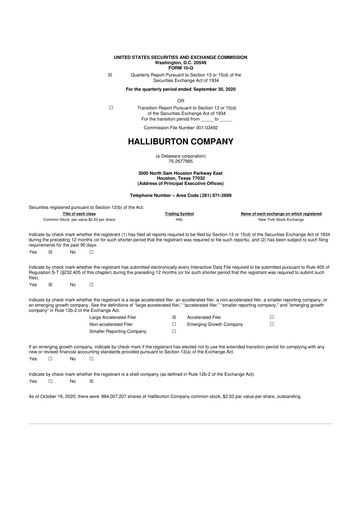 Vorschaubild Halliburton 10-Q Quartalsbericht 2020 