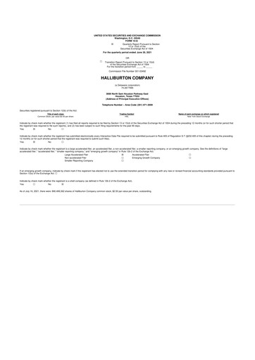 Vorschaubild Halliburton 10-Q Quartalsbericht 2021 