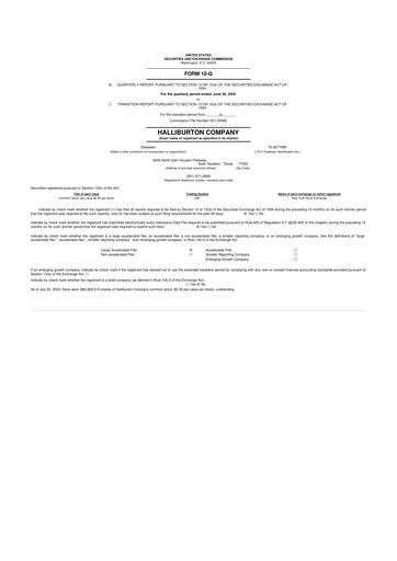 Vorschaubild Halliburton 10-Q Quartalsbericht 2024 