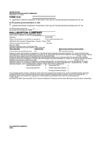 Vorschaubild Halliburton 10-Q Quartalsbericht 2025 