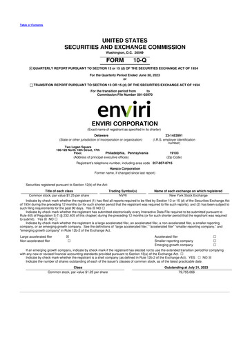 Thumbnail Enviri Corporation 10-Q Quarterly Report FY 