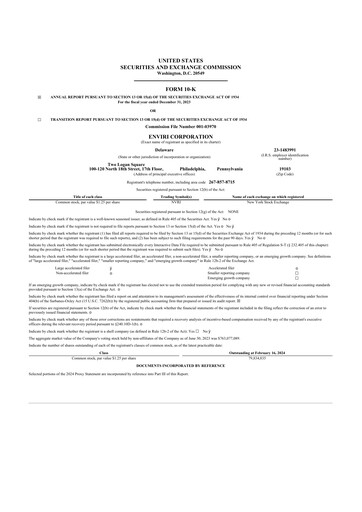 Miniature Enviri Corporation 10-K Rapport annuel 2023