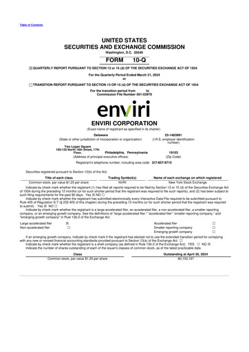 Thumbnail Enviri Corporation 10-Q Quarterly Report FY 