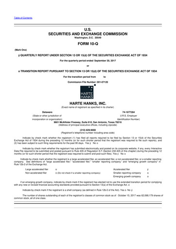 Miniature Harte Hanks 10-Q Rapport trimestriel 2017 