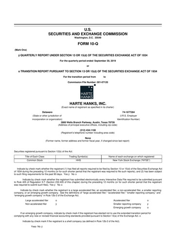 Miniature Harte Hanks 10-Q Rapport trimestriel 2019 
