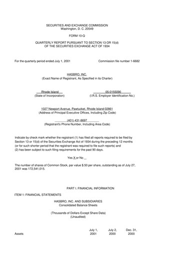 Vorschaubild Hasbro 10-Q Quartalsbericht  