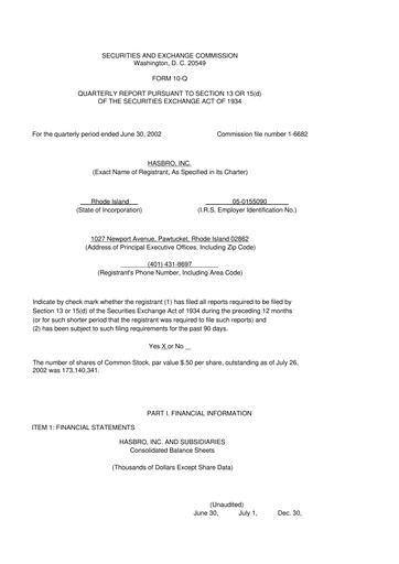 Vorschaubild Hasbro 10-Q Quartalsbericht  