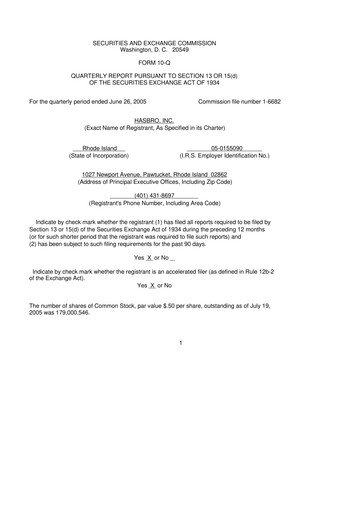 Vorschaubild Hasbro 10-Q Quartalsbericht  