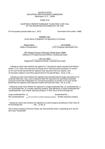 Vorschaubild Hasbro 10-Q Quartalsbericht 2012 